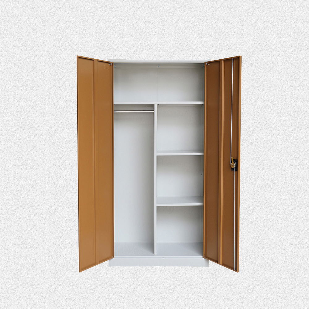 FAS-005 Home school used bedroom closet clothes almirah metal cleaning storge cabinet locker / 2 doors steel wardrobe