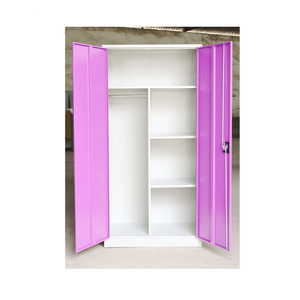 FAS-005 Home school used bedroom closet clothes almirah metal cleaning storge cabinet locker / 2 doors steel wardrobe