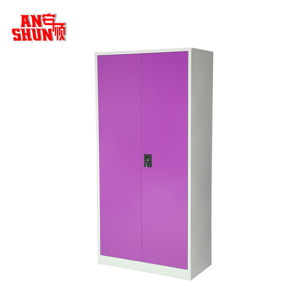 FAS-005 Home school used bedroom closet clothes almirah metal cleaning storge cabinet locker / 2 doors steel wardrobe