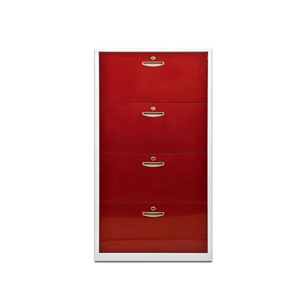 Wall Mounted Shoe Rack 4 Drawer Shoe Storage Cabinet Metal Footwear Cupboard