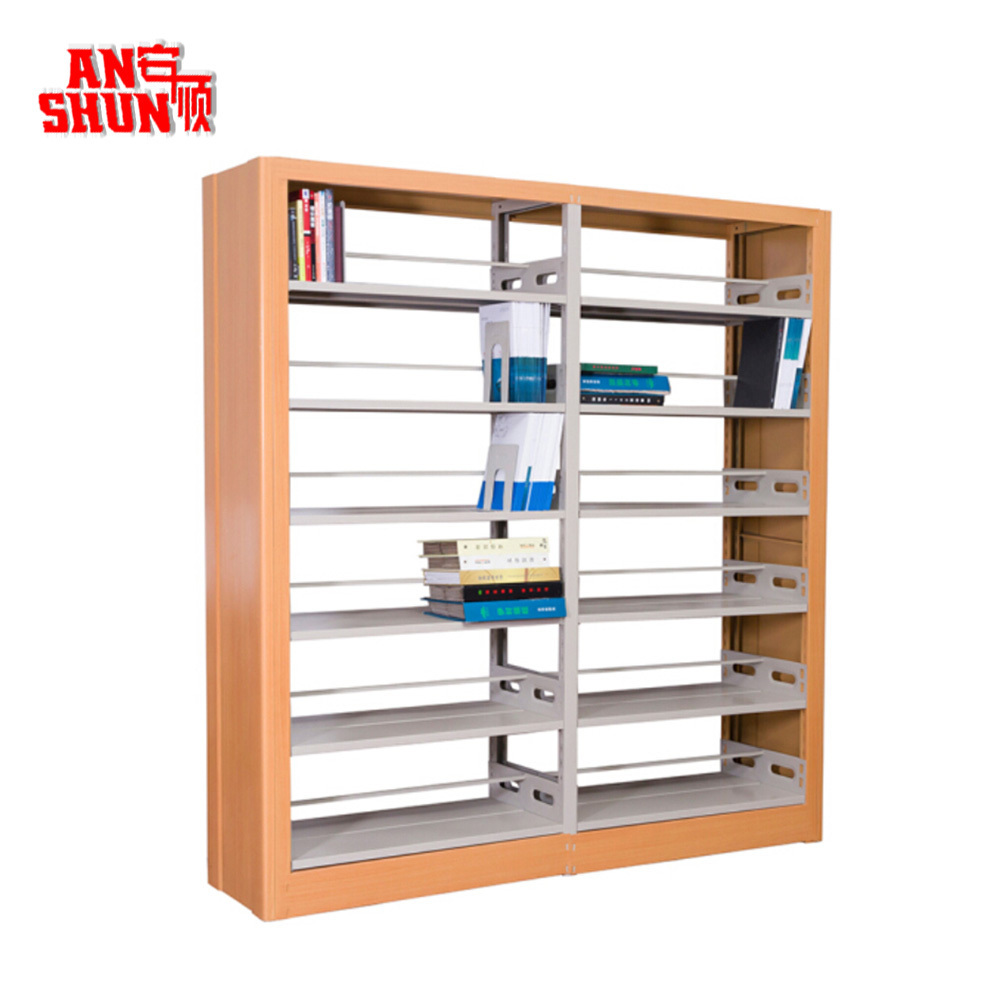 FAS-064  thermal transfer wooden color library cupboard shelving Steel bookshelf Metal school Furniture Library shelves