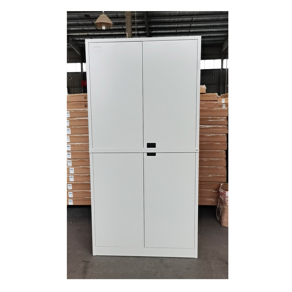 FAS-008 full height bookcase storage metal file cabinet 2 door cupboards with safe locking bar steel cabinet