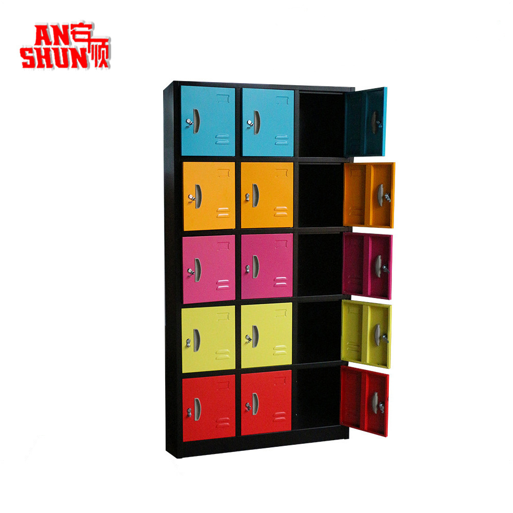 wholesale double color 15 doors iron locker staff changing room steel clothes locker cabinet employee locker