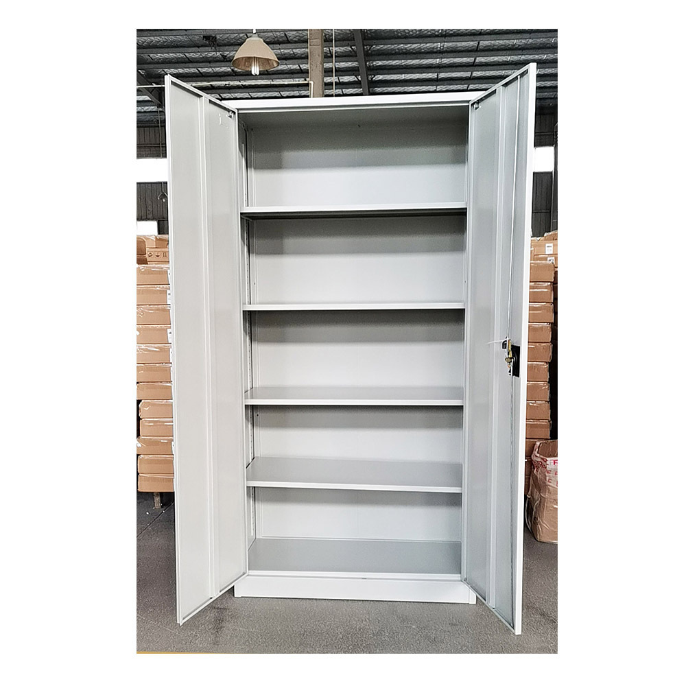 FAS-008 full height bookcase storage metal file cabinet 2 door cupboards with safe locking bar steel cabinet