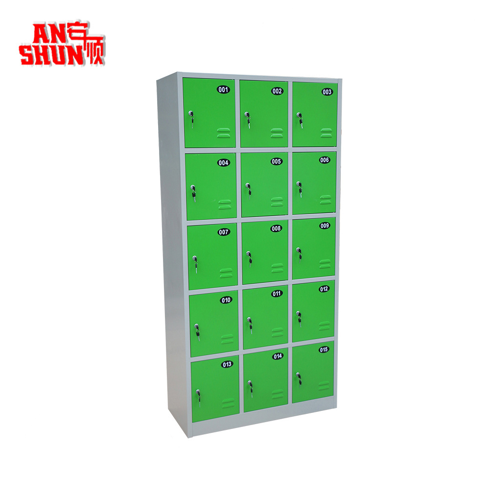 wholesale double color 15 doors iron locker staff changing room steel clothes locker cabinet employee locker