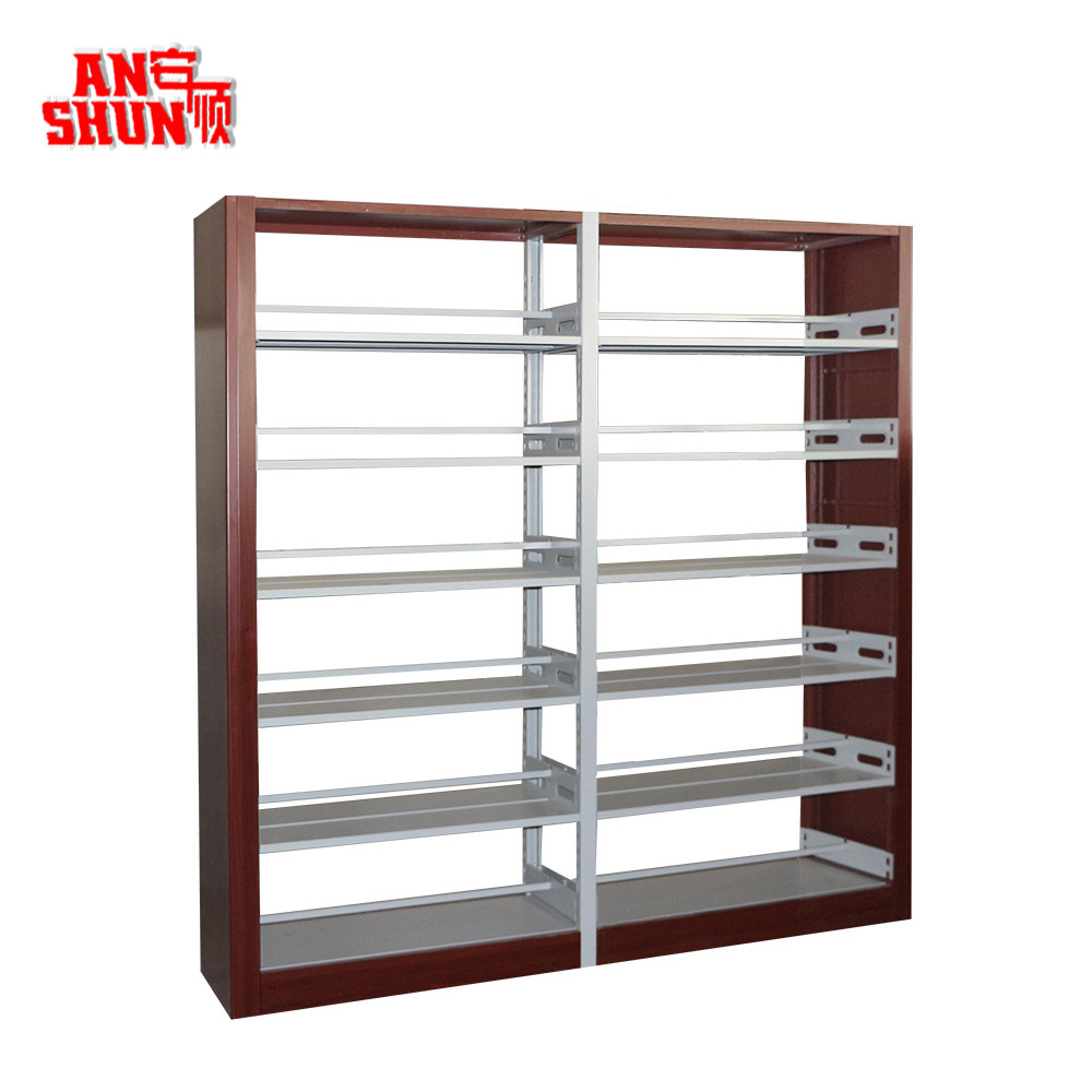 FAS-064  thermal transfer wooden color library cupboard shelving Steel bookshelf Metal school Furniture Library shelves