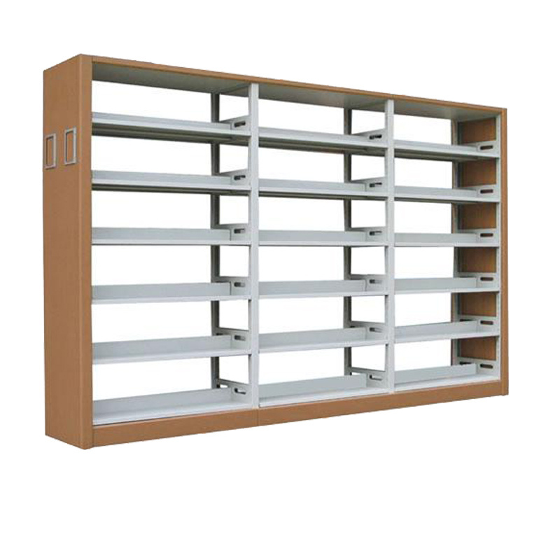 Double Sided Three Column Steel Library Book Shelf Used Library Shelving