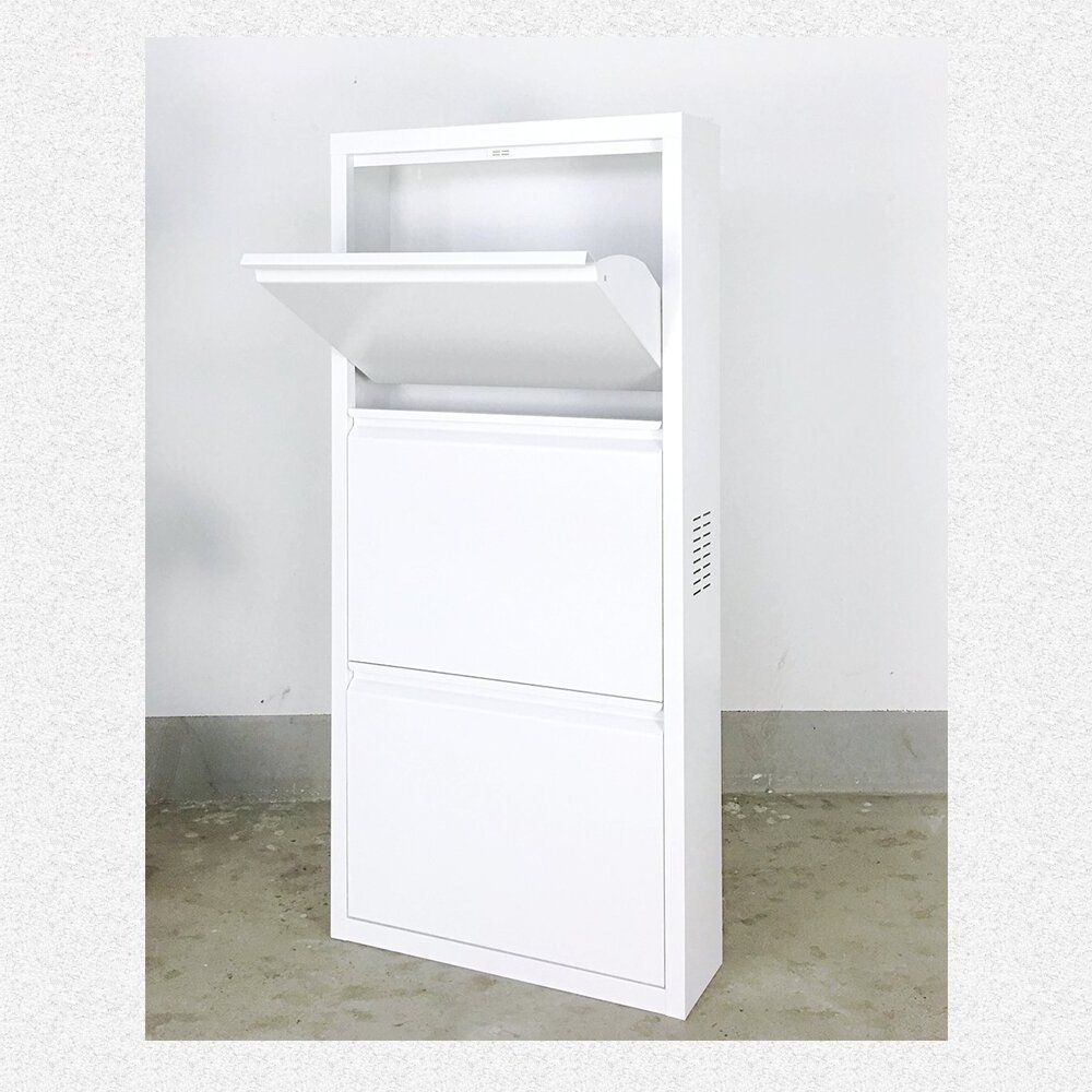 Fas-036A Wall Mounted Metal Footwear Cupboard Shoe Rack 3 Drawer Shoe Storage Cabinet