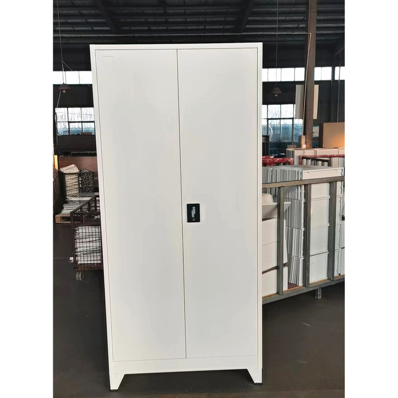 File Storage Cabinet Double Swing Door Cupboard Glass Steel Full Height Metal 4 Shelves Filing Cabinet Office