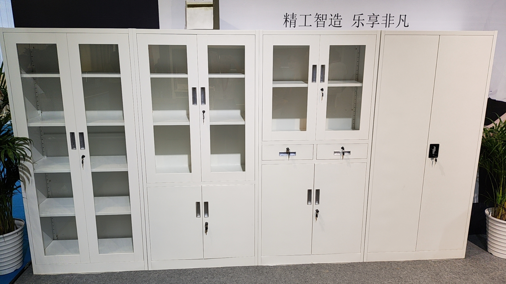 New 2 Door Swing Glass Door Archive Metal Filing Large File Cabinet Office Book Case  Stainless Steel Furniture with Lock