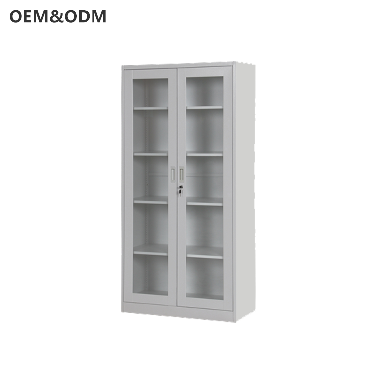 Steel Office Furniture Iron Cupboard Steel Filling Cabinet Glass Door Metal Cabinet File Office Storage Cabinet