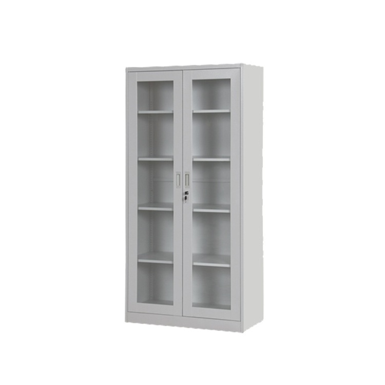 Steel Office Furniture Iron Cupboard Steel Filling Cabinet Glass Door Metal Cabinet File Office Storage Cabinet