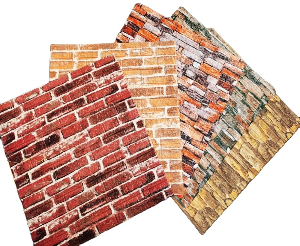 Wholesale Home Decor Pvc Self Adhesive 3d Effect Brick Stone Wallpaper