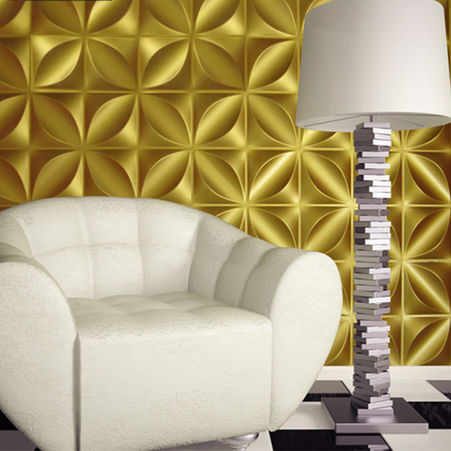 2022 Hot Sale Wallpapers And Wall coating Gold 3D Wall Panel For Home Interior Decoration