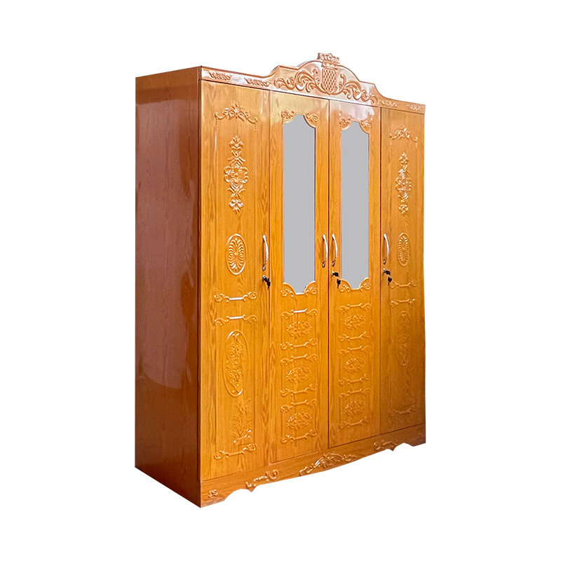 Modern home bedroom furniture steel cabinet, metal locker wardrobe with 4 swing doors, metal closet storage cabinet