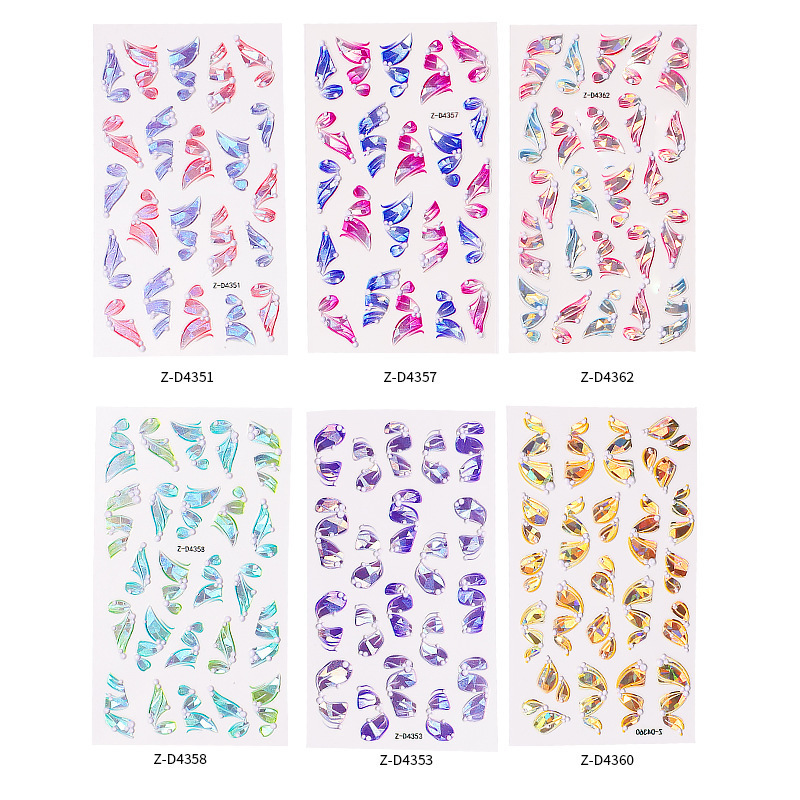 5D Decals Ribbon Nail Art Stickers Fairy Embossed Nails Sticker Glitter Ballet Line Self-Adhesive Charm DIY Manicure Decorations