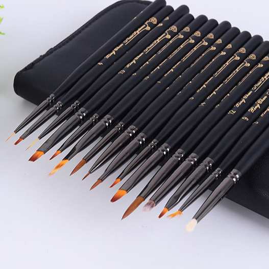 Private label Nail Salon nail art brushes set nail brush and deco set bulk Japanese 16pcs crystal pen drawing pen liner brush