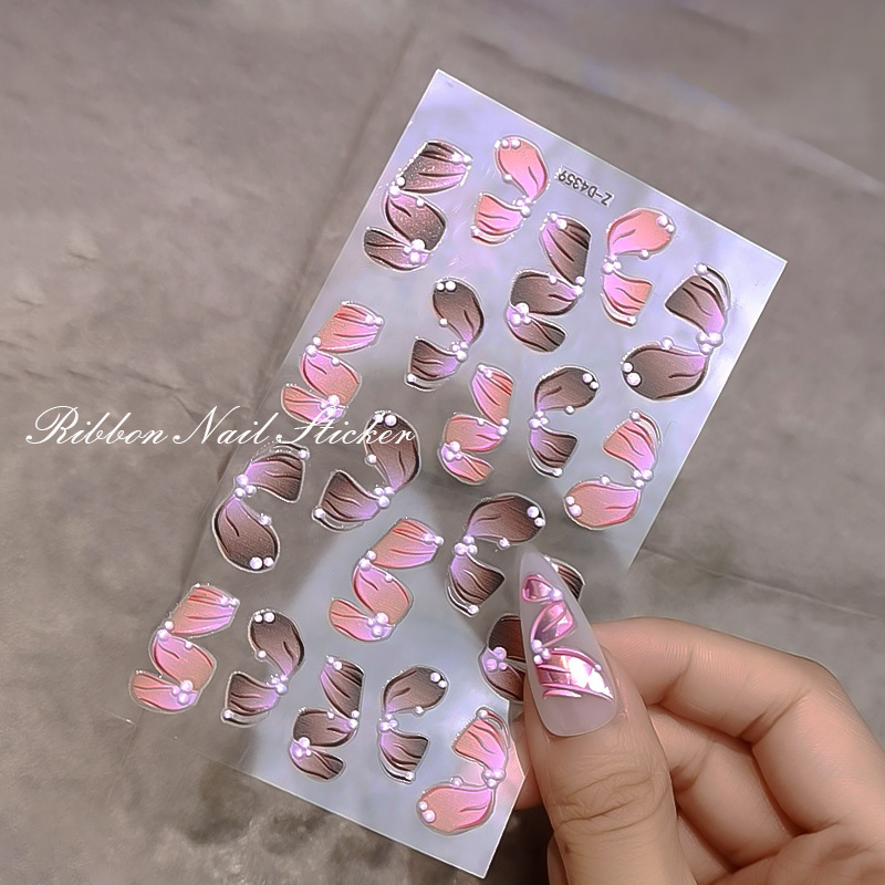 5D Decals Ribbon Nail Art Stickers Fairy Embossed Nails Sticker Glitter Ballet Line Self-Adhesive Charm DIY Manicure Decorations