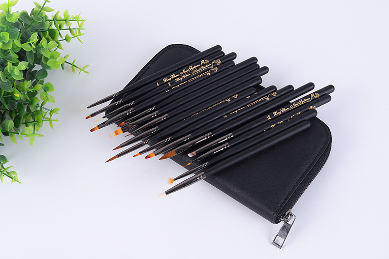 Private label Nail Salon nail art brushes set nail brush and deco set bulk Japanese 16pcs crystal pen drawing pen liner brush