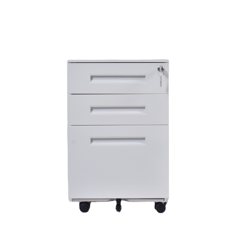 High Quality Office Use Metal File Cabinet Steel 3  Drawers Mobile Pedestal with Wheels Sliding Metal Filing Cabinet