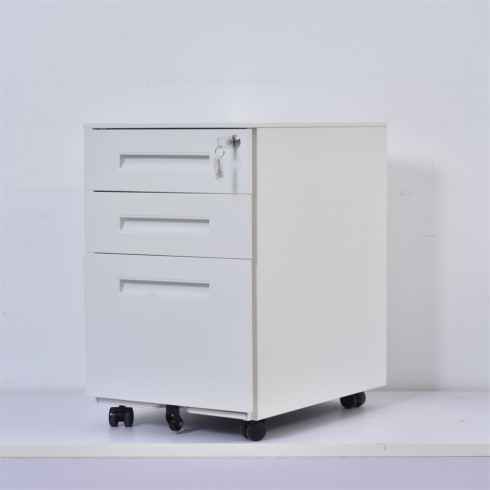 High Quality Office Use Metal File Cabinet Steel 3  Drawers Mobile Pedestal with Wheels Sliding Metal Filing Cabinet