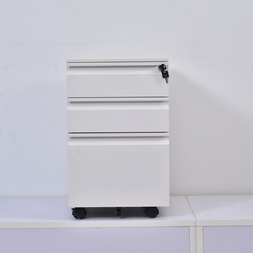 High Quality Office Use Metal File Cabinet Steel 3  Drawers Mobile Pedestal with Wheels Sliding Metal Filing Cabinet