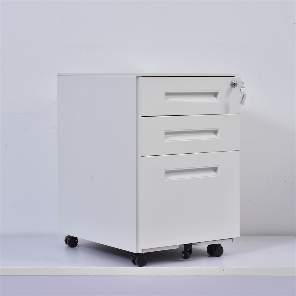 High Quality Office Use Metal File Cabinet Steel 3  Drawers Mobile Pedestal with Wheels Sliding Metal Filing Cabinet