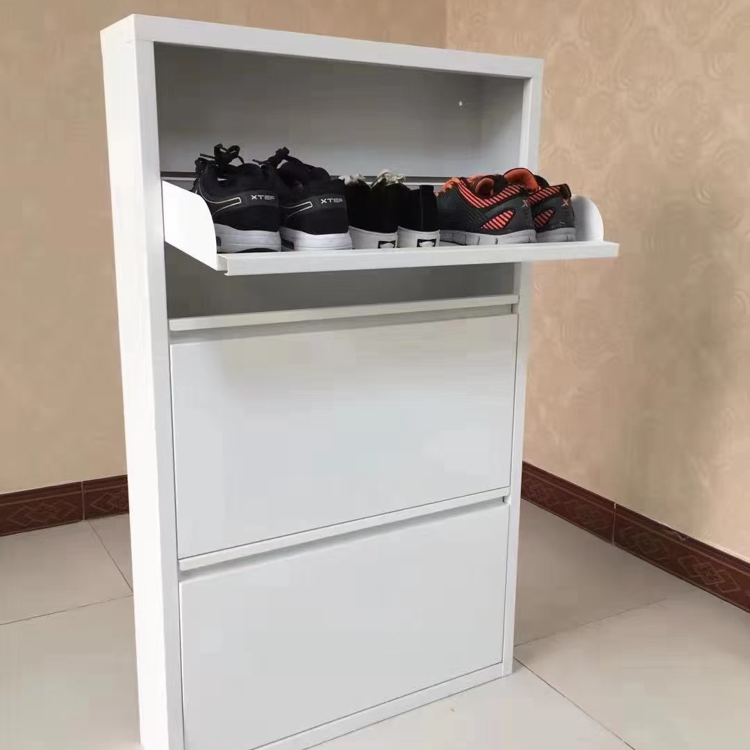 Wholesaler cheap furniture Simple design shoe rack 4 Drawer Metal shoe cabinet