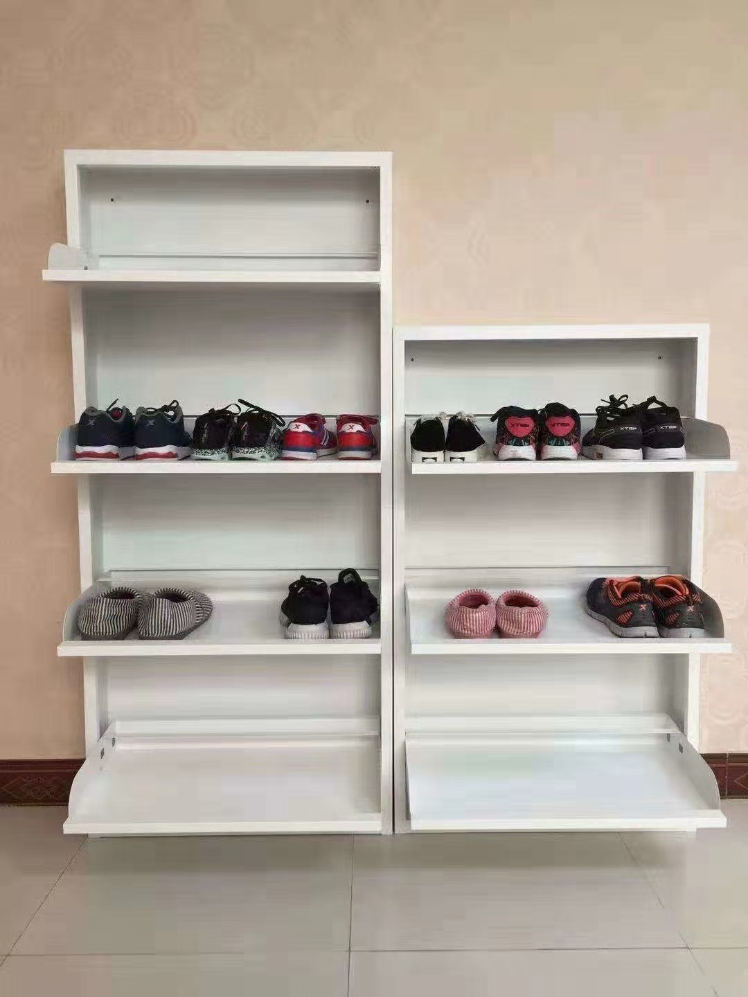 Wholesaler cheap furniture Simple design shoe rack 4 Drawer Metal shoe cabinet