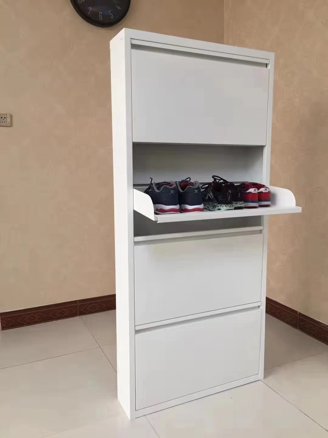 Modern Shoe Rack Metal 4 Tier Shoe Cabinet Steel Shoe Cabinet for Home