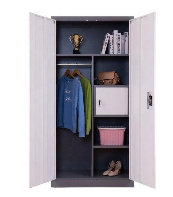 Luoyang Factory Steel Wardrobe Design/Metal Double Door Almirah Bedroom Furniture Hot Sale Metal Clothes Staff Locker