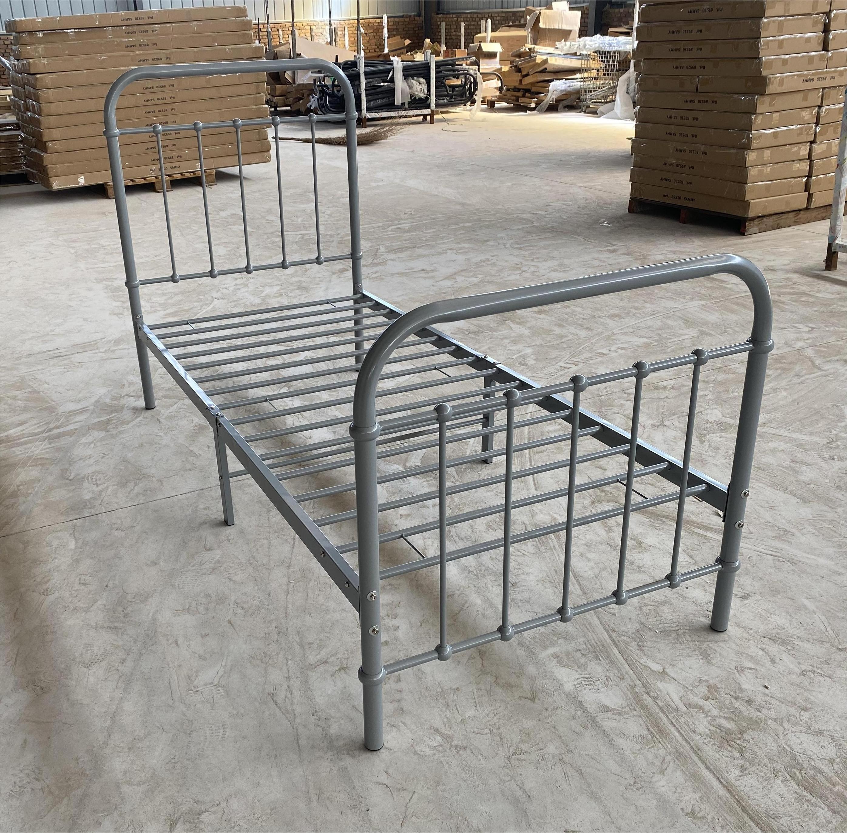 Super Quality Steel Bed Cheap Comfortable Metal Single Bed Customized Easy Assembly Single Bed Frame