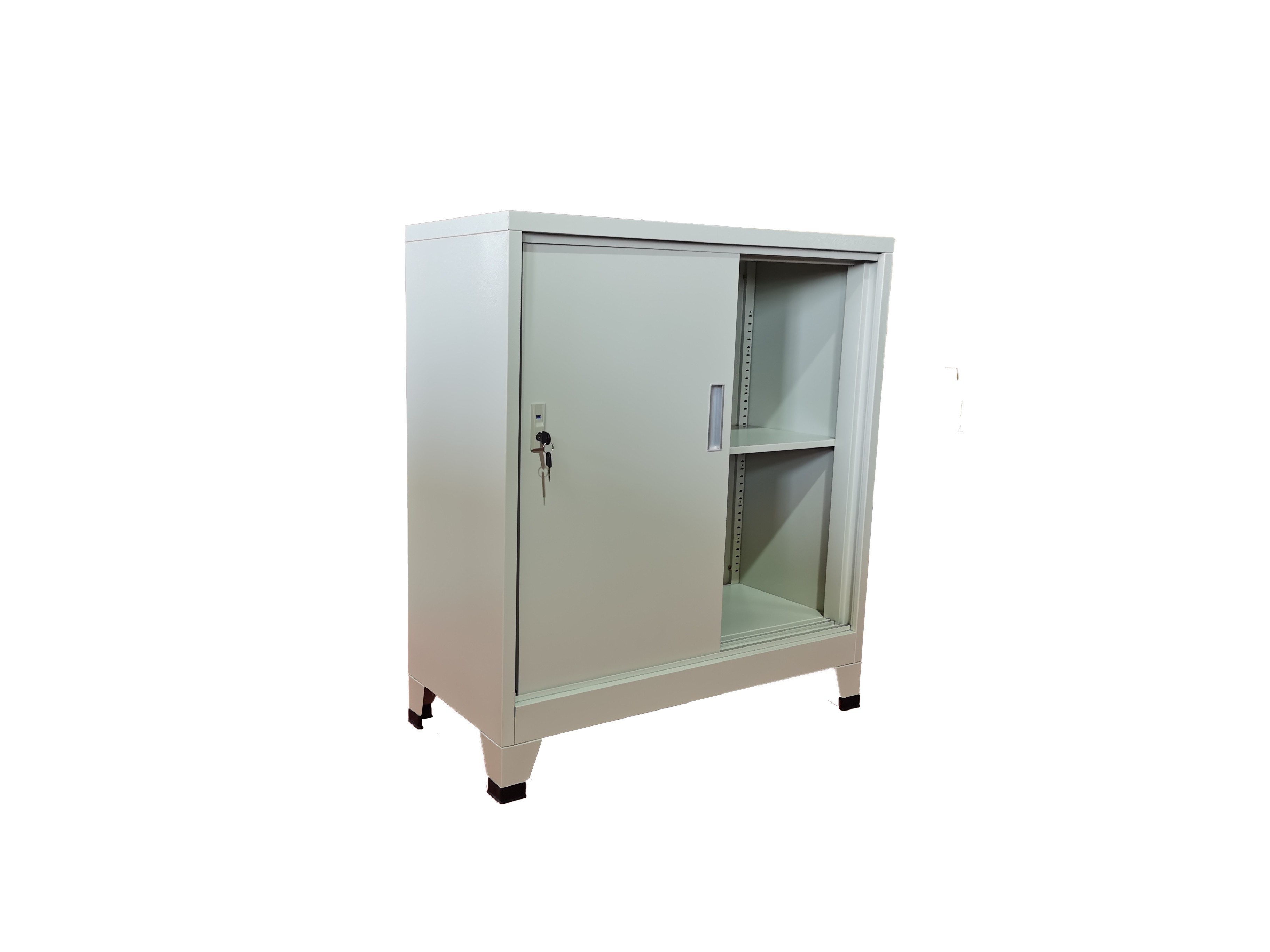 New Design Metal Mini File Cabinet Steel 2 Sliding Door Office Cupboard Iron Stationery Cabinet with Adjustable Shelves