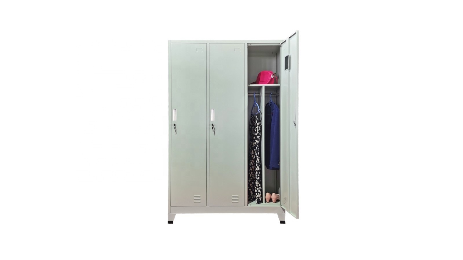 Cheap Three Door Steel Wardrobe closet stainless steel Clothes storage Locker 3 door Metal locker