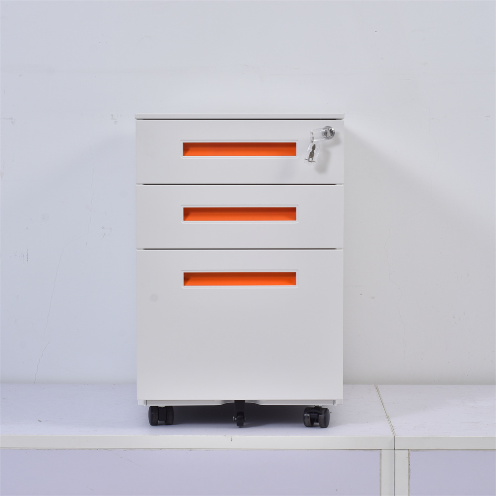 Office Furniture Metal Mobile File Cabinet Steel 3 Drawer Movable Pedestal Iron Filing Cupboard Closets