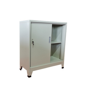 New Design Metal Mini File Cabinet Steel 2 Sliding Door Office Cupboard Iron Stationery Cabinet with Adjustable Shelves