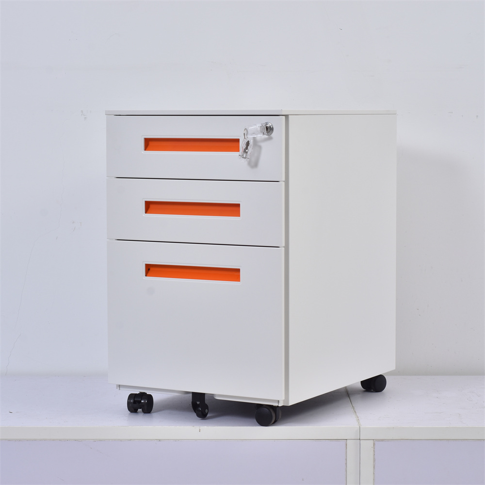 Office Furniture Metal Mobile File Cabinet Steel 3 Drawer Movable Pedestal Iron Filing Cupboard Closets