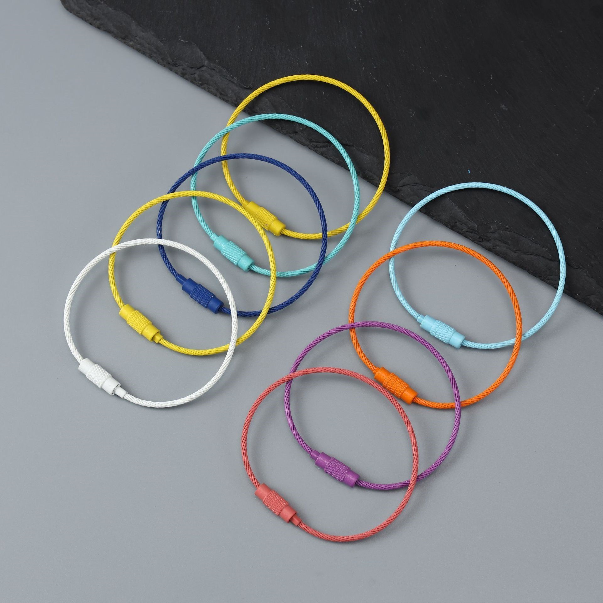 Steel Wire Keychain Colored Nylon Coated Stainless Steel Metal Wire Keychains 1.5 mm Key Rings Hanging Luggage Tags Keys pendant