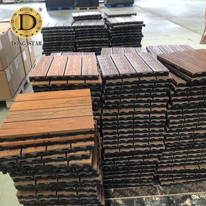 12"x12" Wood Plastic Interlocking Flooring Tiles 4-Slats Straight Pattern Interlocking Deck Tiles