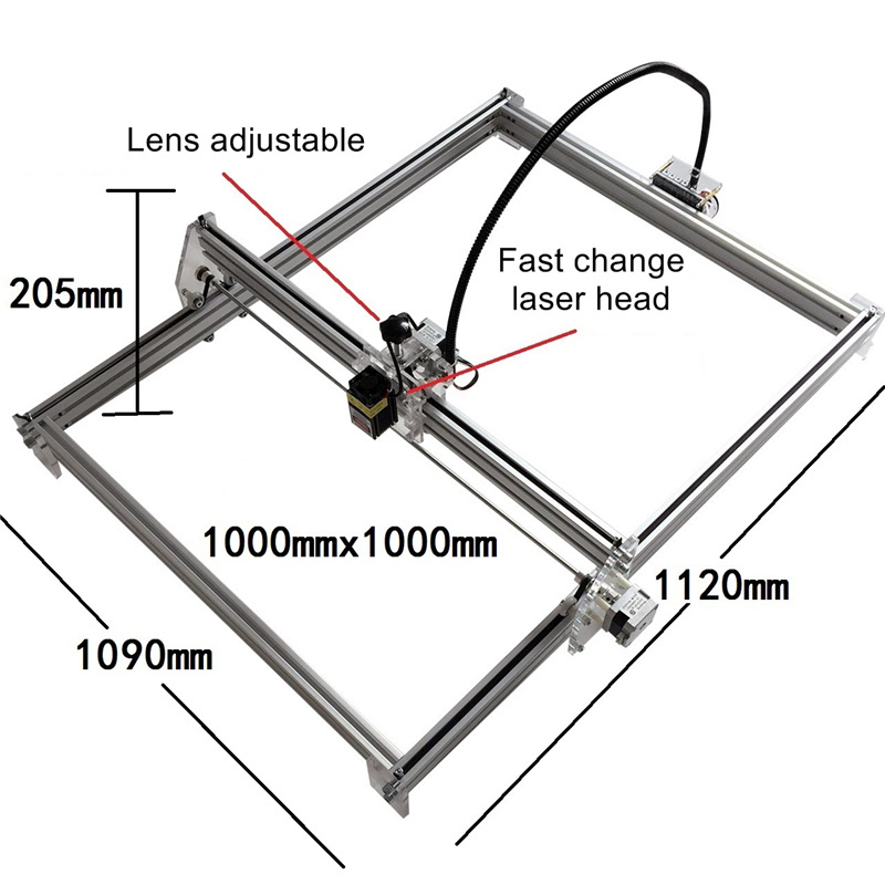 LY  M1 laser 500mw 1000mw 2500mw 10W Blue Violet mini Laser Engraving Machine height adjustable Carving Size 100*100CM