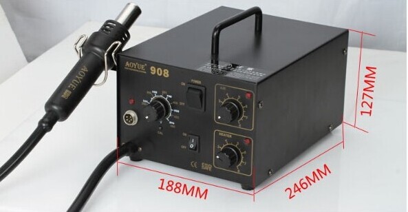 AOYUE 908+220V bga Soldering Station with high performance hot air system and Solder Iron Heat Gun