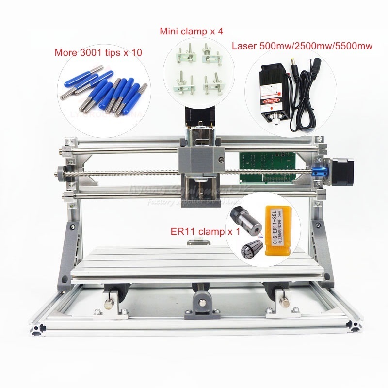 Mini CNC 3018 PRO CNC Engraving Machine PCB Milling Wood Carving Router Laser Engraver GRBL Control Power Supply 24V 5.6A