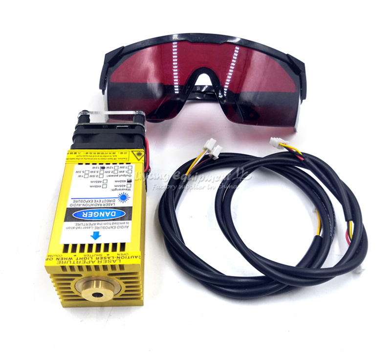 500mw -15000MW Diode Laser Head Module TTL PMW Control Blue Purple Laser With Goggles Wires for Diy Desktop Wood Laser Engraver