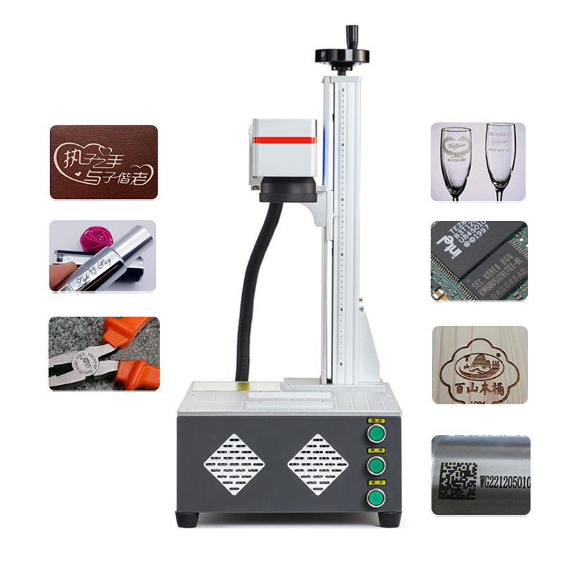 20W 30W 50W Raycus Max Fiber Laser Nameplate Marking Machine Galvo Scanner for Jewelry Engraving with Ring Rotary Axis and Lens