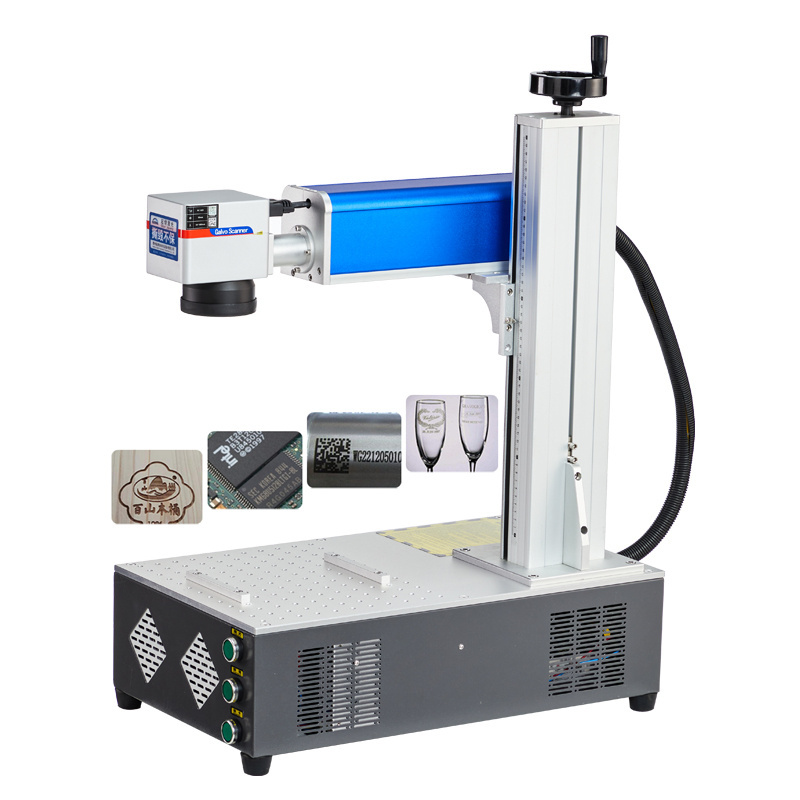 20W 30W 50W Raycus Max Fiber Laser Nameplate Marking Machine Galvo Scanner for Jewelry Engraving with Ring Rotary Axis and Lens