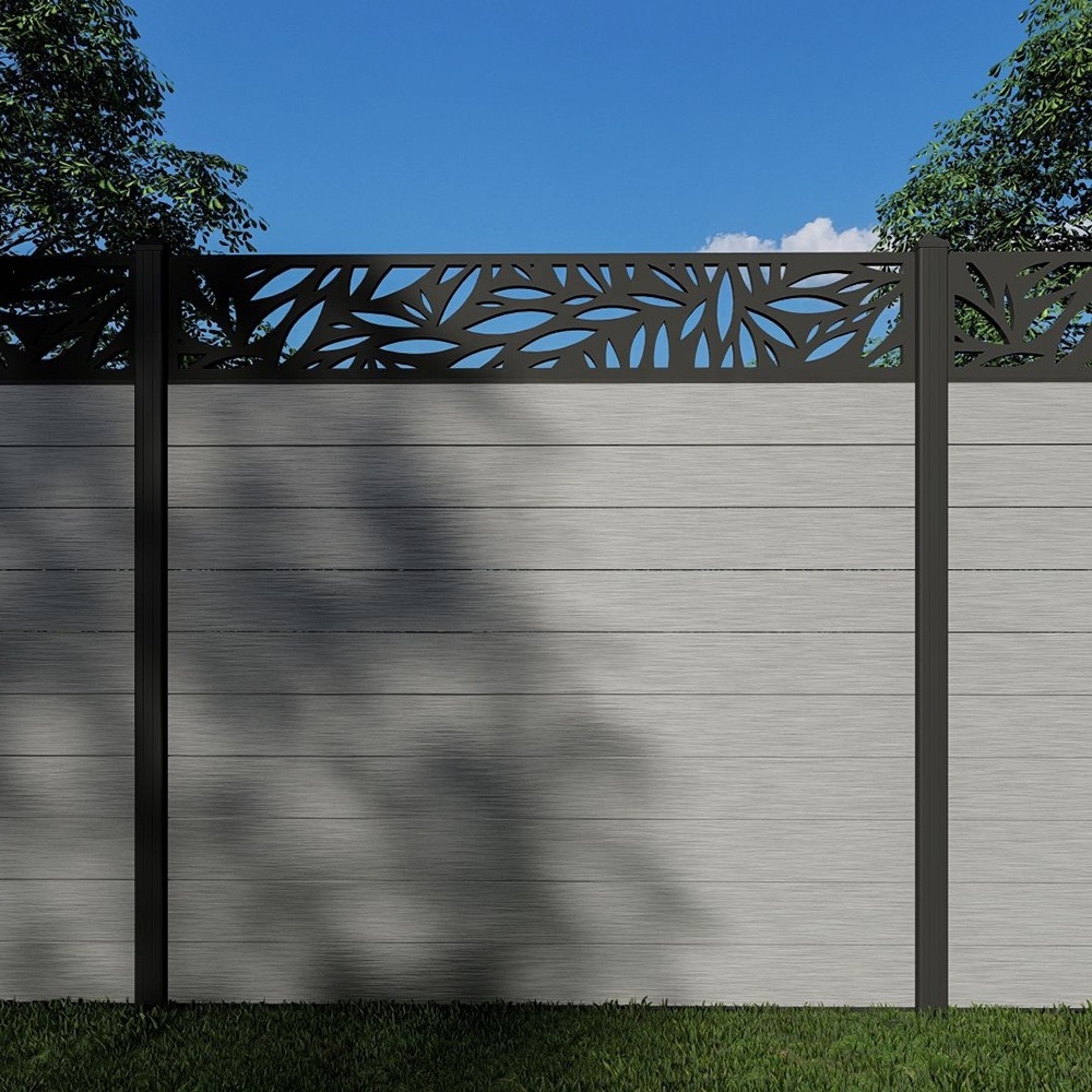 DIY Outdoor Garden Security Fence Panel Home WPC Composite Wood Plastic Fence  with Waterproof UV Resistant Metal Frame