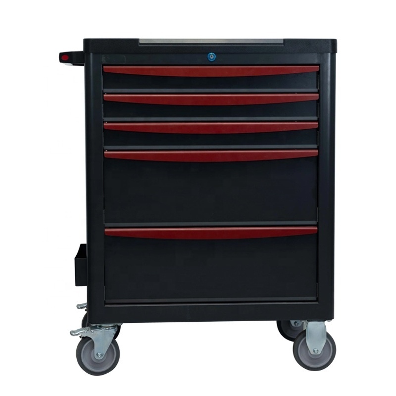 5 Drawers Rolling Tool Box Cabinet Chest Storage With Wheels And Stainless Steel Top