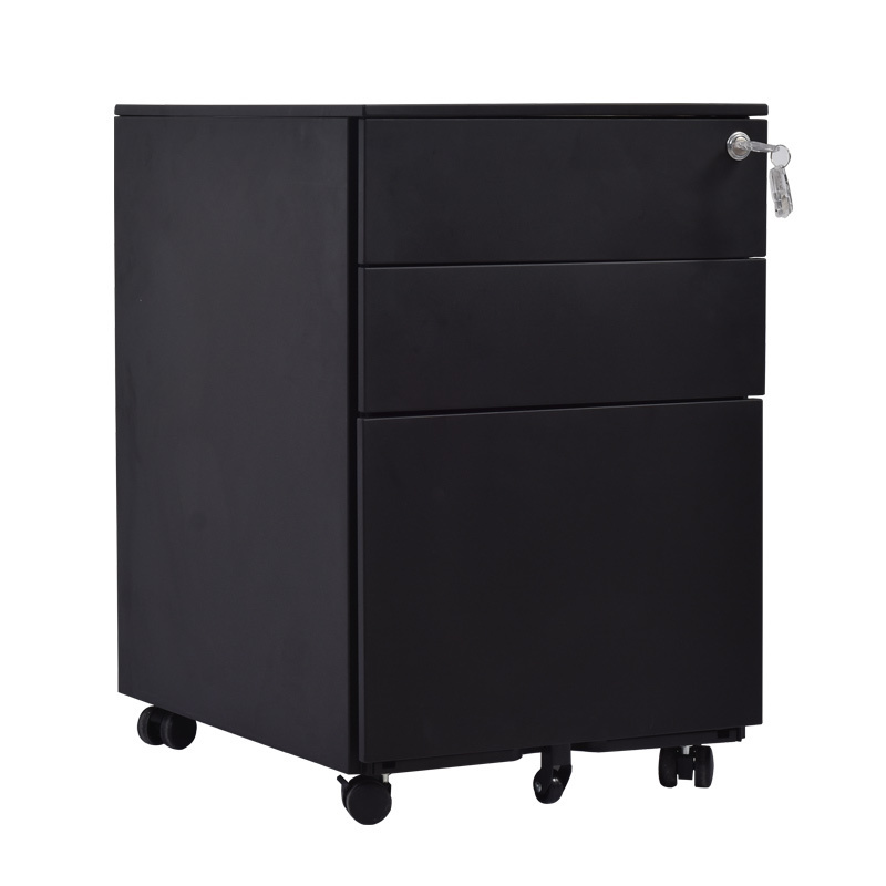 2 Pcs 3-Drawer Under Desk Cabinet Steel Mobile File Cabinet