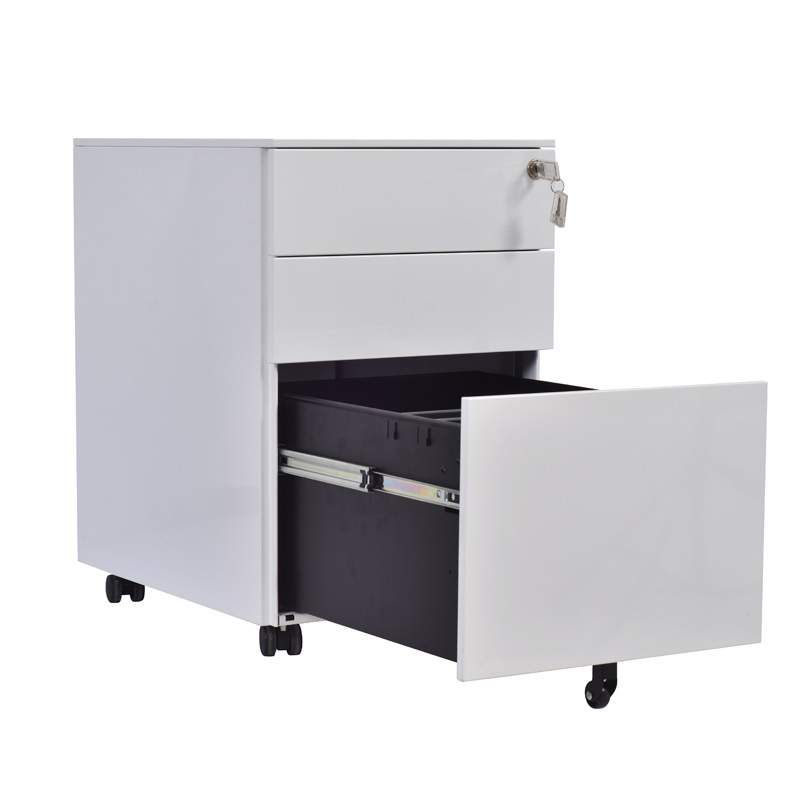 2 Pcs 3-Drawer Under Desk Cabinet Steel Mobile File Cabinet