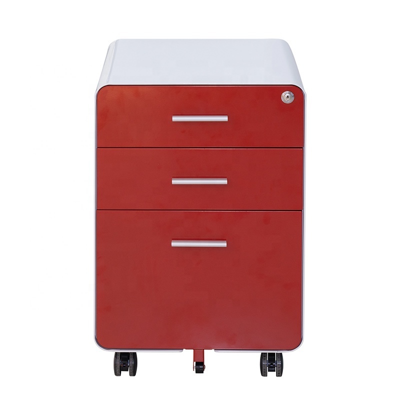 3 Drawers Metal File Cabinets Fireproof Steel Mobile Pedestal Portable Storage Movable Durable a4 File Cabinet With Wheels